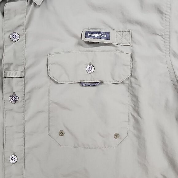 Wrangler Shirt Mens XL Green Short Sleeve Regular Fit Button Down Hiking Pockets - Picture 11 of 16